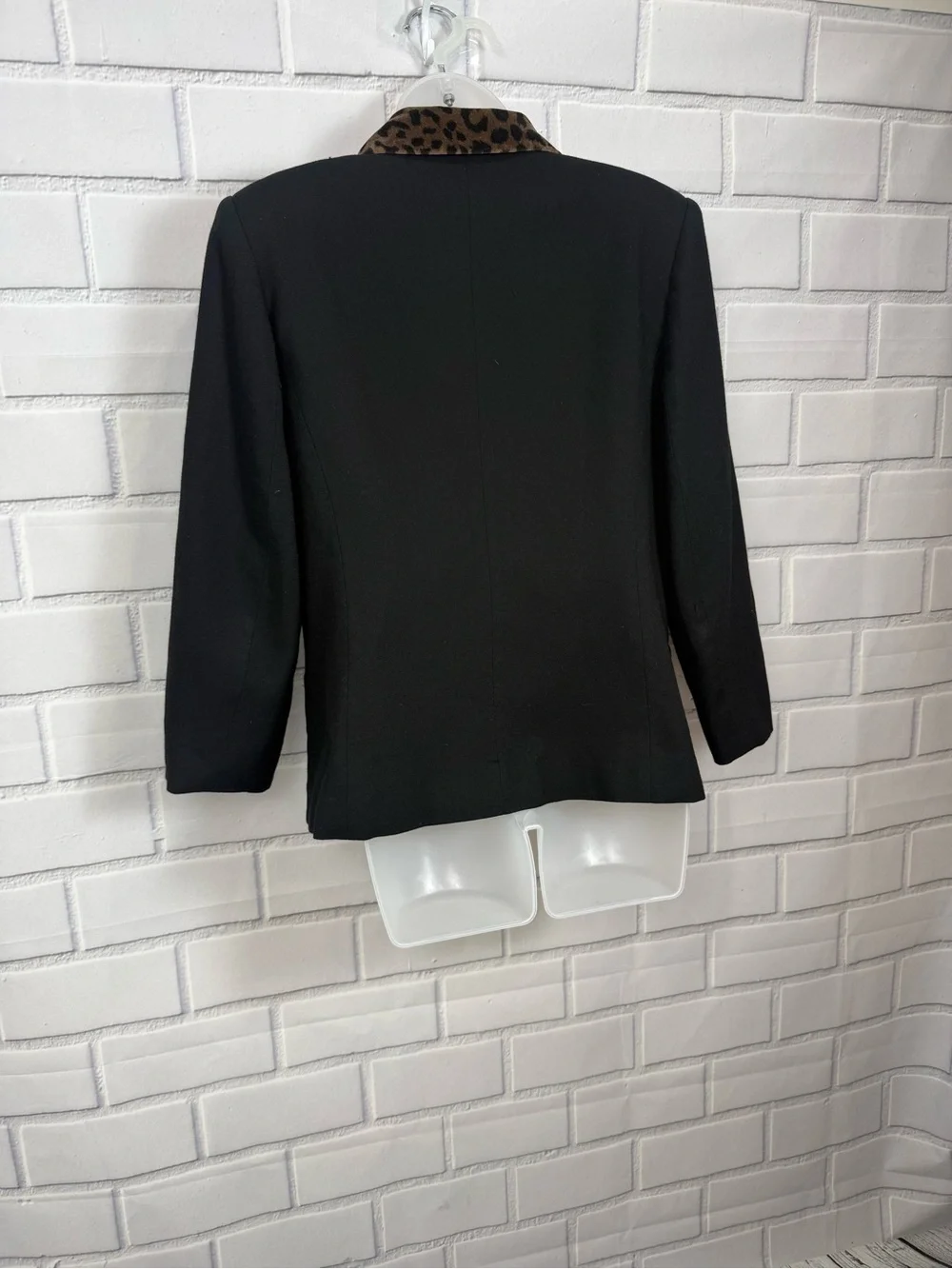 Vintage Y2K Suits Me Black Leopard Collar Zip Blazer Jacket Size 6 academia chic